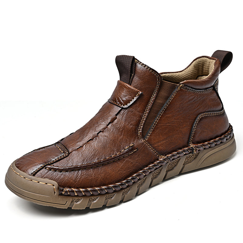 Limited Time Sale 70% OFF – Men’s Retro Leather Zip Boots Built for Comfort, Wide Toe, Arch Support, Pressure Relief, Waterproof for Every Season
