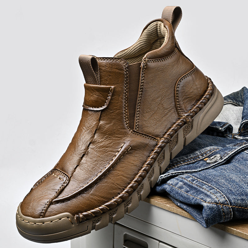 Limited Time Sale 70% OFF – Men’s Retro Leather Zip Boots Built for Comfort, Wide Toe, Arch Support, Pressure Relief, Waterproof for Every Season