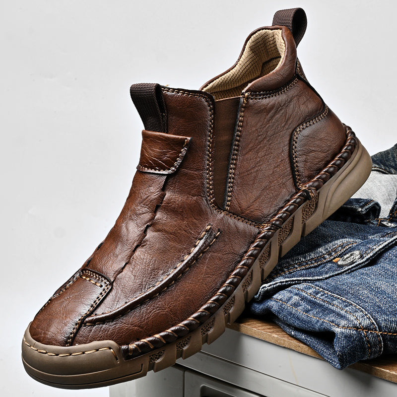 Limited Time Sale 70% OFF – Men’s Retro Leather Zip Boots Built for Comfort, Wide Toe, Arch Support, Pressure Relief, Waterproof for Every Season