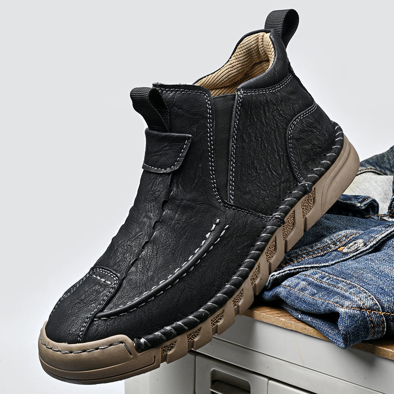 Limited Time Sale 70% OFF – Men’s Retro Leather Zip Boots Built for Comfort, Wide Toe, Arch Support, Pressure Relief, Waterproof for Every Season