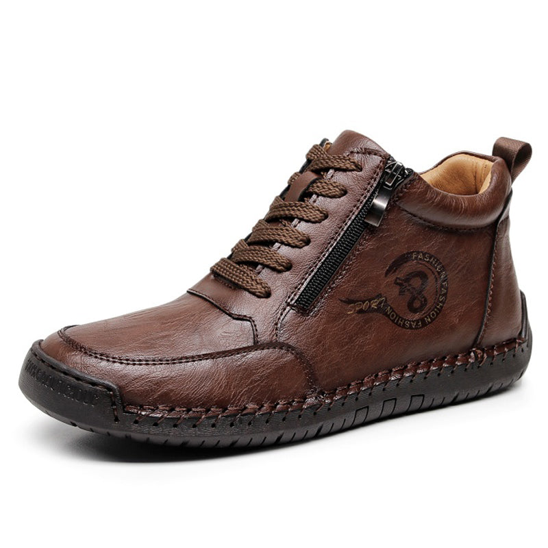 Men’s Vintage Motorcycle Work Boots – Handcrafted, Waterproof, Slip-Resistant, Durable Outdoor Footwear