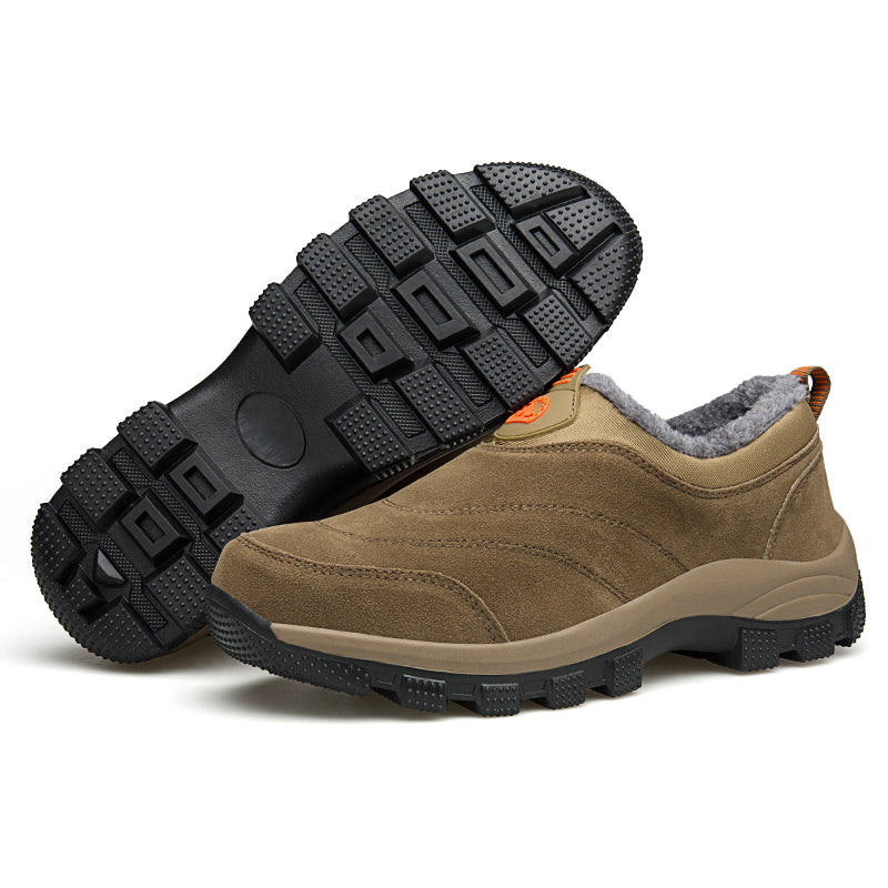 Men's Slip-On Fleece-Lined Hiking Shoes - Winter Warmth & Anti-Slip Grip