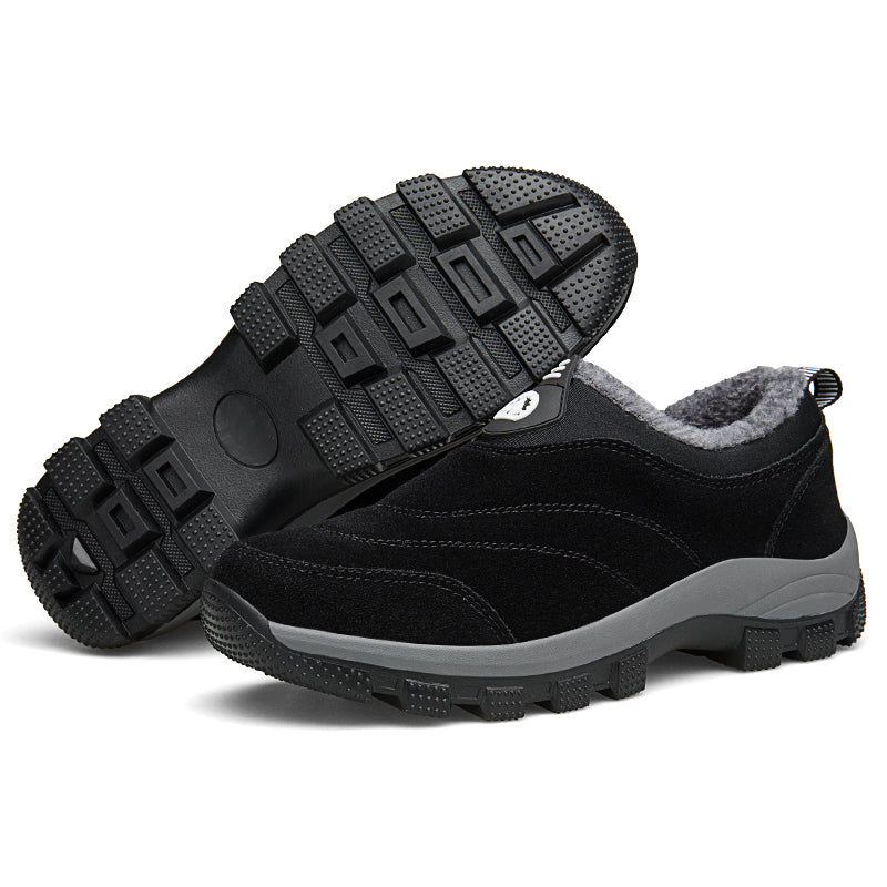 Men's Slip-On Fleece-Lined Hiking Shoes - Winter Warmth & Anti-Slip Grip
