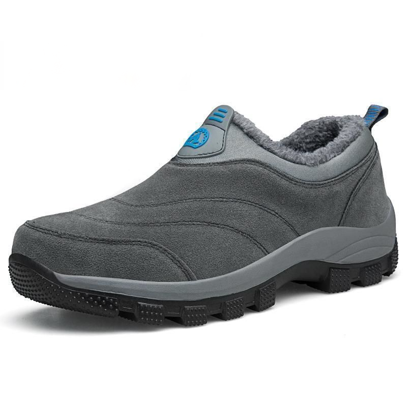 Men's Slip-On Fleece-Lined Hiking Shoes - Winter Warmth & Anti-Slip Grip