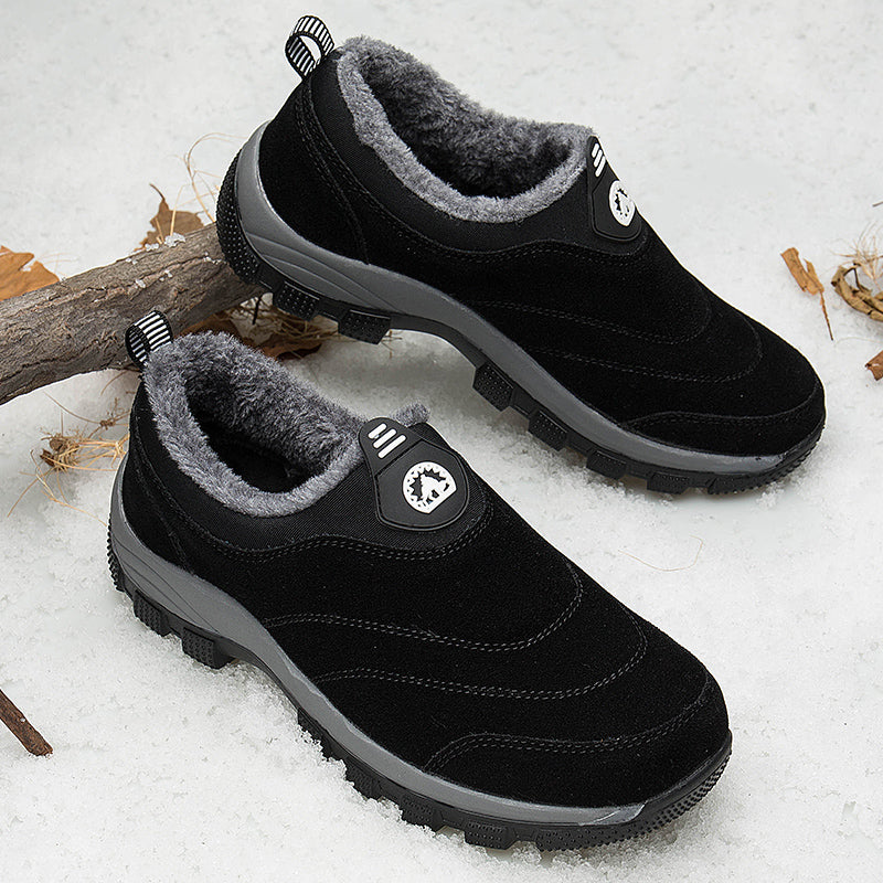 Men's Slip-On Fleece-Lined Hiking Shoes - Winter Warmth & Anti-Slip Grip