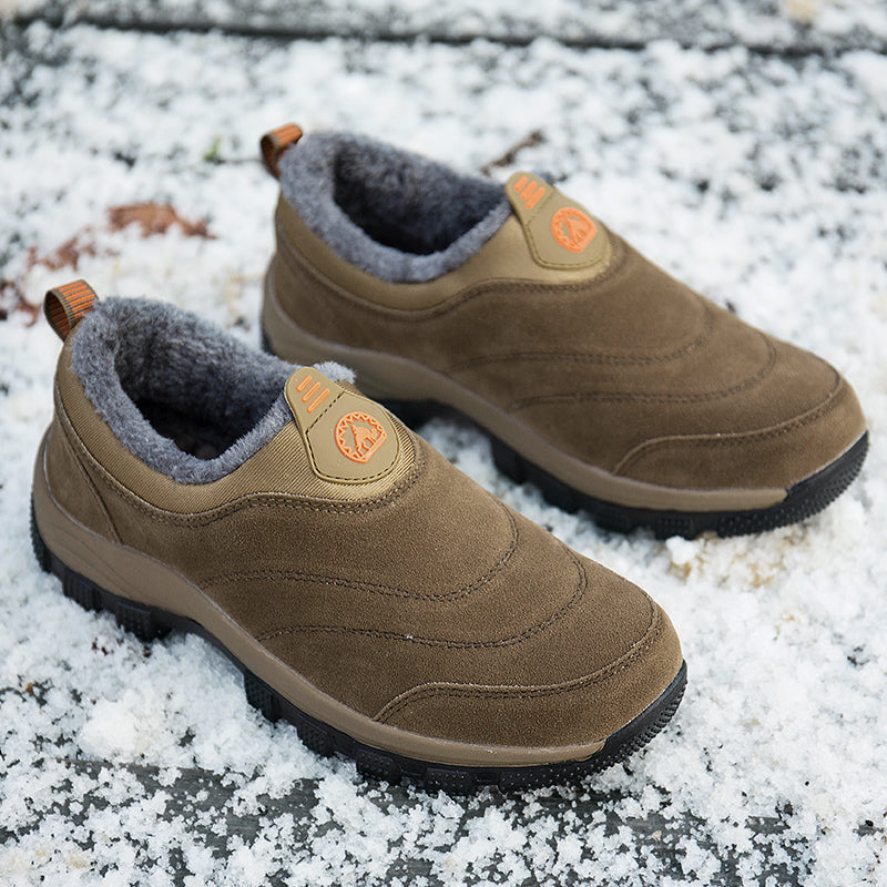 Men's Slip-On Fleece-Lined Hiking Shoes - Winter Warmth & Anti-Slip Grip