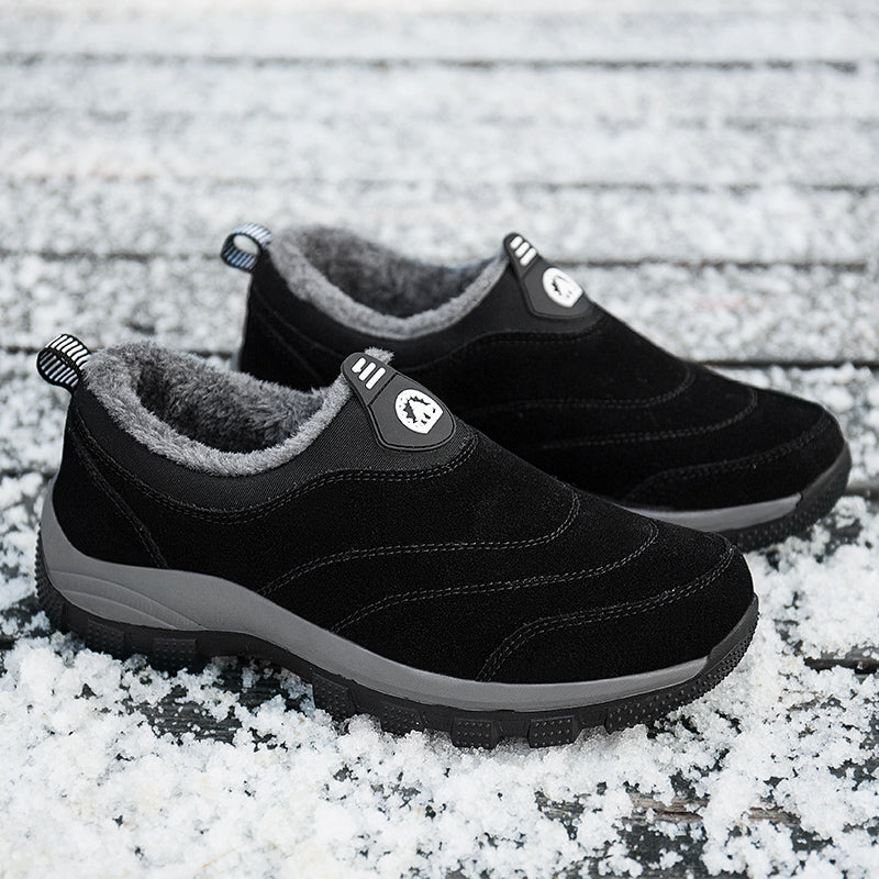 Men's Slip-On Fleece-Lined Hiking Shoes - Winter Warmth & Anti-Slip Grip