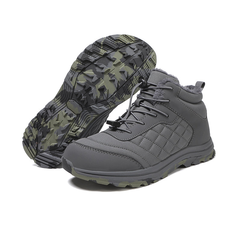 Men’s Fur Lined Winter Work Boots, Non-Slip Insulated Hiking Ankle Boots