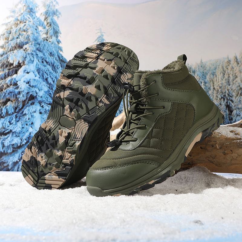 Men’s Fur Lined Winter Work Boots, Non-Slip Insulated Hiking Ankle Boots