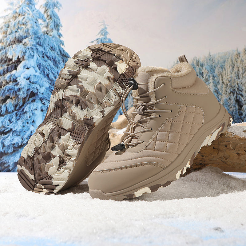 Men’s Fur Lined Winter Work Boots, Non-Slip Insulated Hiking Ankle Boots