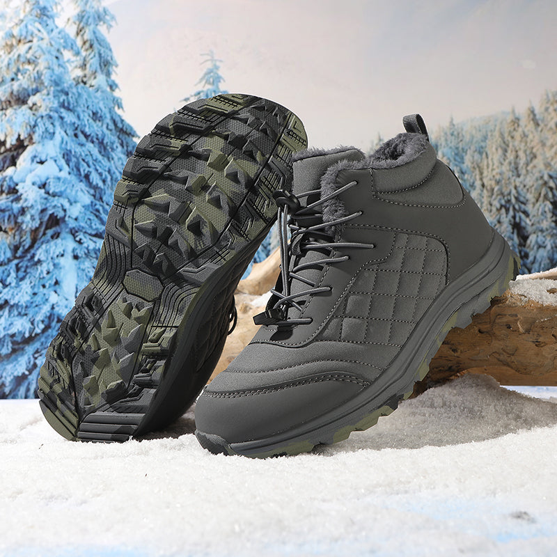 Men’s Fur Lined Winter Work Boots, Non-Slip Insulated Hiking Ankle Boots