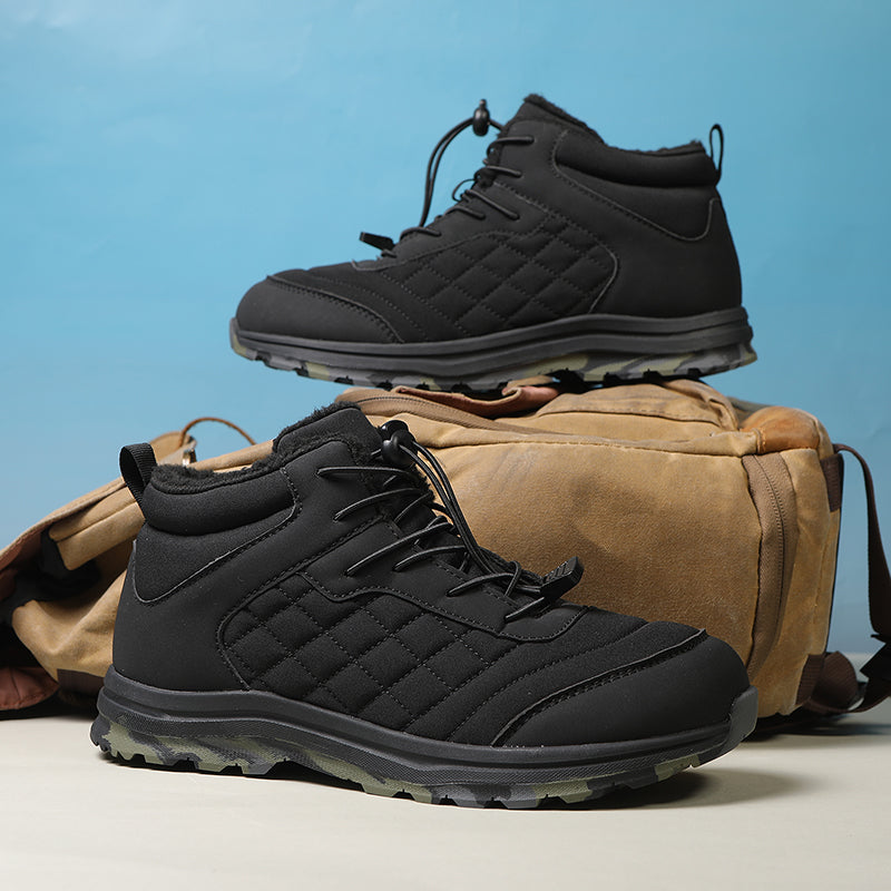Men’s Fur Lined Winter Work Boots, Non-Slip Insulated Hiking Ankle Boots