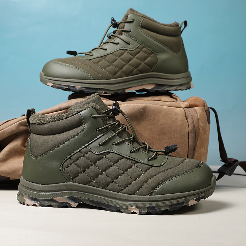 Men’s Fur Lined Winter Work Boots, Non-Slip Insulated Hiking Ankle Boots
