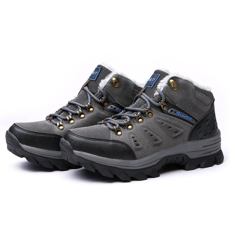 Men’s Warm-Lined Wide Fit Hiking Shoes – Waterproof, Non-Slip & Cushioned Arch Support for Winter Comfort