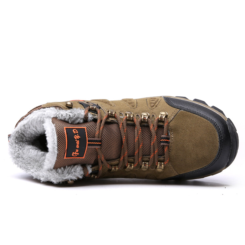 Men’s Warm-Lined Wide Fit Hiking Shoes – Waterproof, Non-Slip & Cushioned Arch Support for Winter Comfort