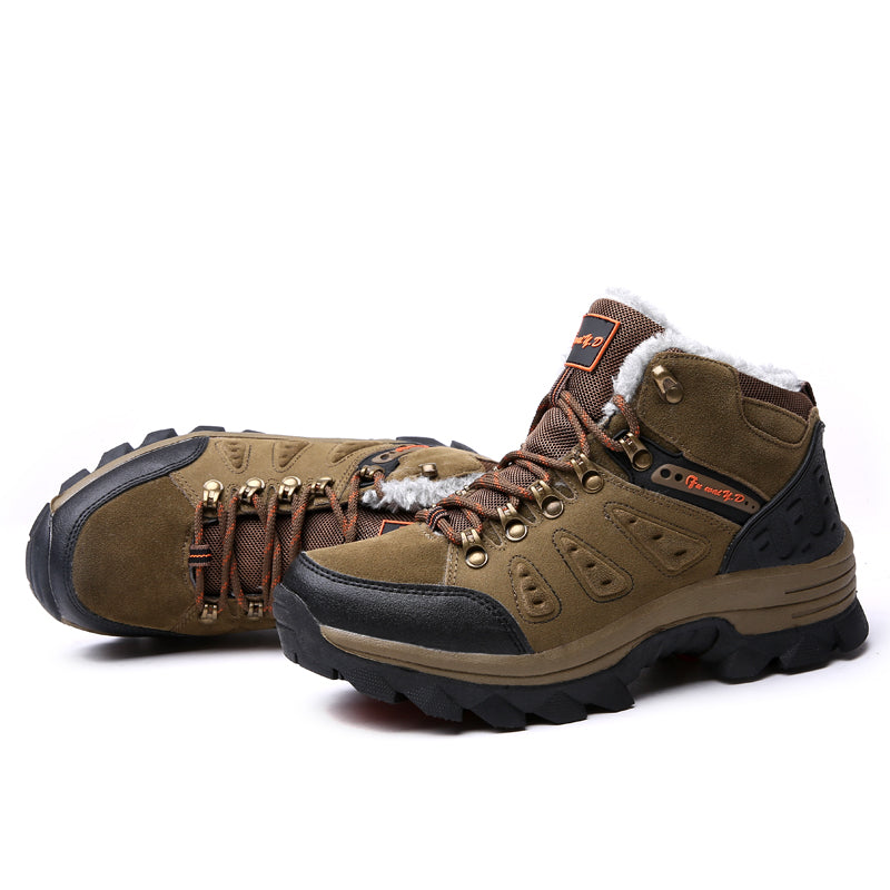 Men’s Warm-Lined Wide Fit Hiking Shoes – Waterproof, Non-Slip & Cushioned Arch Support for Winter Comfort