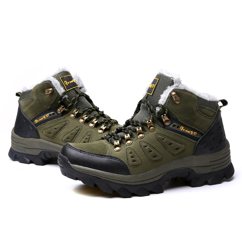 Men’s Warm-Lined Wide Fit Hiking Shoes – Waterproof, Non-Slip & Cushioned Arch Support for Winter Comfort
