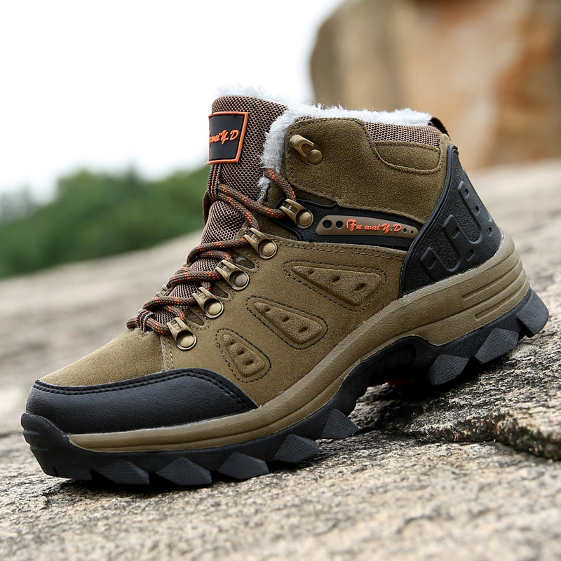 Men’s Warm-Lined Wide Fit Hiking Shoes – Waterproof, Non-Slip & Cushioned Arch Support for Winter Comfort