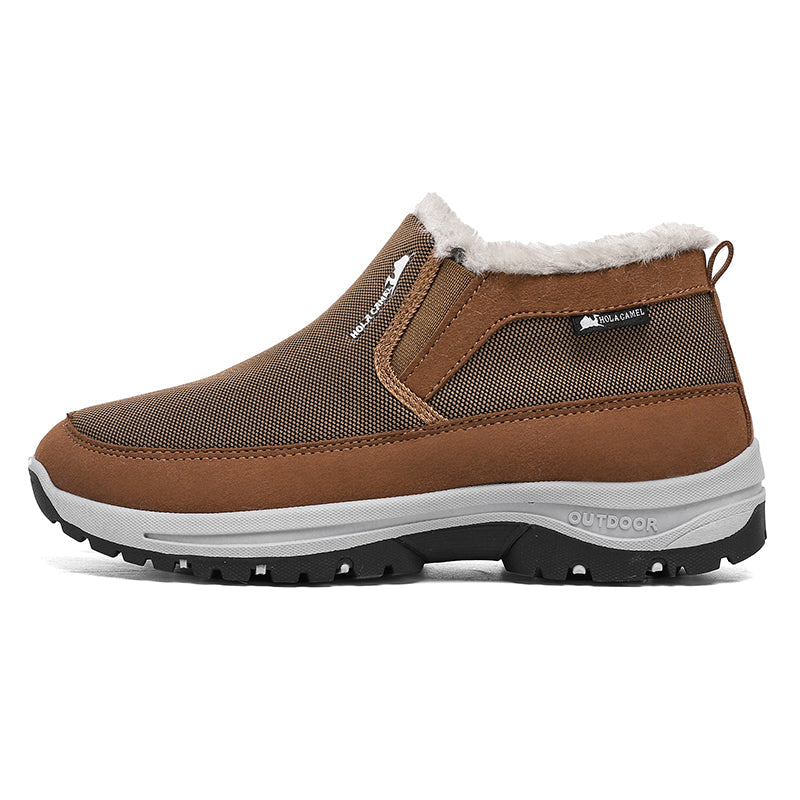 (⏰ Almost Gone!!!) Men's Outdoor Slip-on Warm Hiking Boots - Waterproof, Slip-resistant, Puncture-resistant - Arch Support, Wide Toe - Suitable for Everyday Wear and Outdoor Adventures