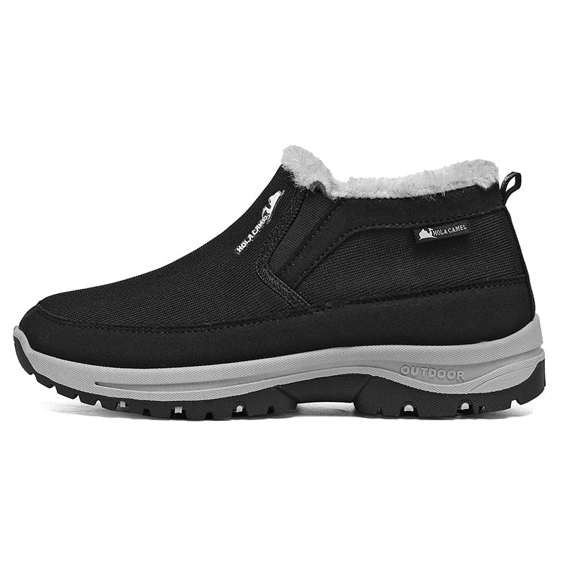 (⏰ Almost Gone!!!) Men's Outdoor Slip-on Warm Hiking Boots - Waterproof, Slip-resistant, Puncture-resistant - Arch Support, Wide Toe - Suitable for Everyday Wear and Outdoor Adventures