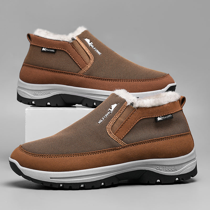 (⏰ Almost Gone!!!) Men's Outdoor Slip-on Warm Hiking Boots - Waterproof, Slip-resistant, Puncture-resistant - Arch Support, Wide Toe - Suitable for Everyday Wear and Outdoor Adventures