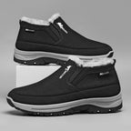 (⏰ Almost Gone!!!) Men's Outdoor Slip-on Warm Hiking Boots - Waterproof, Slip-resistant, Puncture-resistant - Arch Support, Wide Toe - Suitable for Everyday Wear and Outdoor Adventures