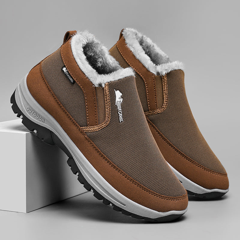 (⏰ Almost Gone!!!) Men's Outdoor Slip-on Warm Hiking Boots - Waterproof, Slip-resistant, Puncture-resistant - Arch Support, Wide Toe - Suitable for Everyday Wear and Outdoor Adventures