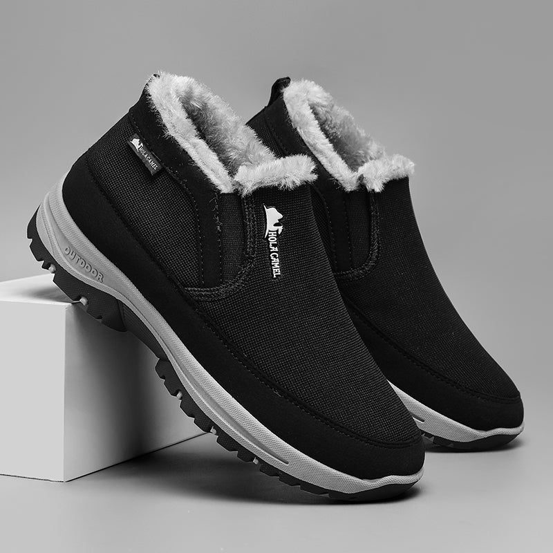 (⏰ Almost Gone!!!) Men's Outdoor Slip-on Warm Hiking Boots - Waterproof, Slip-resistant, Puncture-resistant - Arch Support, Wide Toe - Suitable for Everyday Wear and Outdoor Adventures