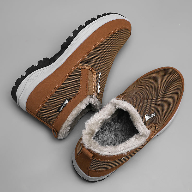 (⏰ Almost Gone!!!) Men's Outdoor Slip-on Warm Hiking Boots - Waterproof, Slip-resistant, Puncture-resistant - Arch Support, Wide Toe - Suitable for Everyday Wear and Outdoor Adventures