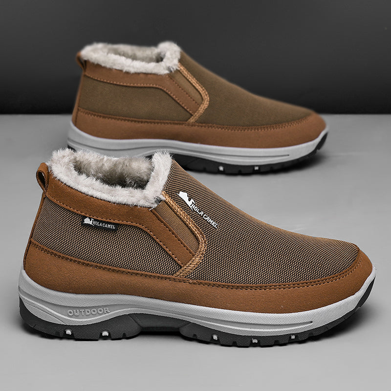 (⏰ Almost Gone!!!) Men's Outdoor Slip-on Warm Hiking Boots - Waterproof, Slip-resistant, Puncture-resistant - Arch Support, Wide Toe - Suitable for Everyday Wear and Outdoor Adventures