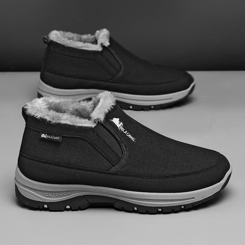 (⏰ Almost Gone!!!) Men's Outdoor Slip-on Warm Hiking Boots - Waterproof, Slip-resistant, Puncture-resistant - Arch Support, Wide Toe - Suitable for Everyday Wear and Outdoor Adventures