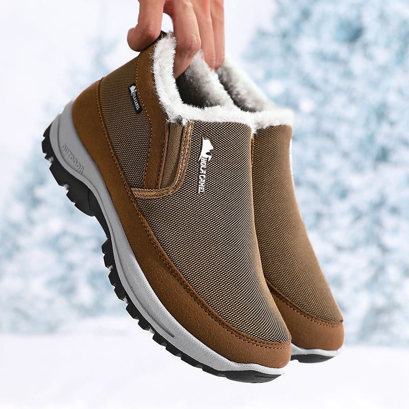 (⏰ Almost Gone!!!) Men's Outdoor Slip-on Warm Hiking Boots - Waterproof, Slip-resistant, Puncture-resistant - Arch Support, Wide Toe - Suitable for Everyday Wear and Outdoor Adventures