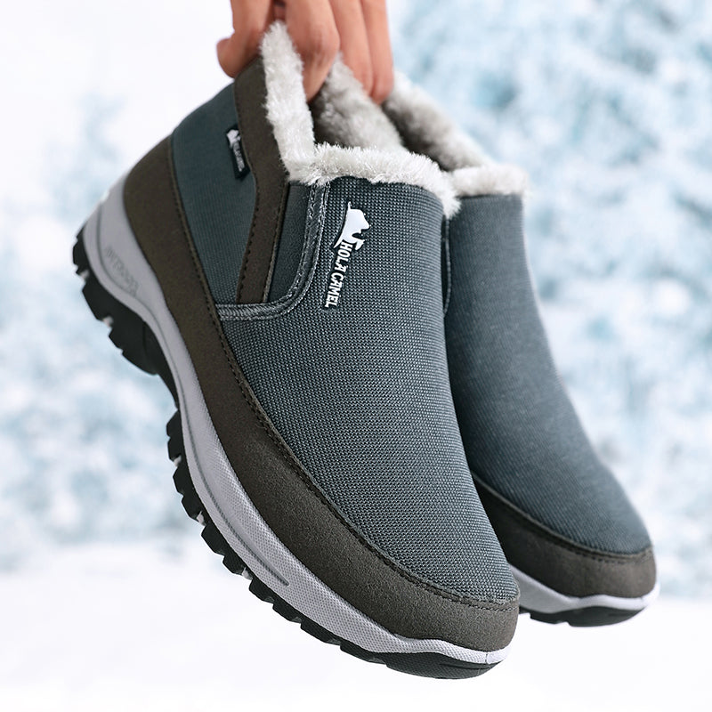 (⏰ Almost Gone!!!) Men's Outdoor Slip-on Warm Hiking Boots - Waterproof, Slip-resistant, Puncture-resistant - Arch Support, Wide Toe - Suitable for Everyday Wear and Outdoor Adventures