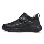 Men’s Winter Waterproof Fleece-Lined Walking Shoes, Wide Fit, Hook-and-Loop Strap, Slip-Resistant Sole, Comfortable Casual Sneakers