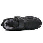 Men’s Winter Waterproof Fleece-Lined Walking Shoes, Wide Fit, Hook-and-Loop Strap, Slip-Resistant Sole, Comfortable Casual Sneakers