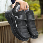Men’s Winter Waterproof Fleece-Lined Walking Shoes, Wide Fit, Hook-and-Loop Strap, Slip-Resistant Sole, Comfortable Casual Sneakers