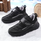 Men’s Winter Waterproof Fleece-Lined Walking Shoes, Wide Fit, Hook-and-Loop Strap, Slip-Resistant Sole, Comfortable Casual Sneakers