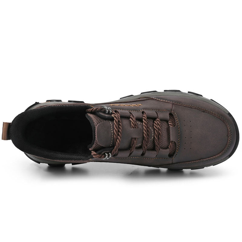 Men's Genuine Leather Casual Boots - Lace-Up, Maximum Support, Wide Toe Box with Arch Support