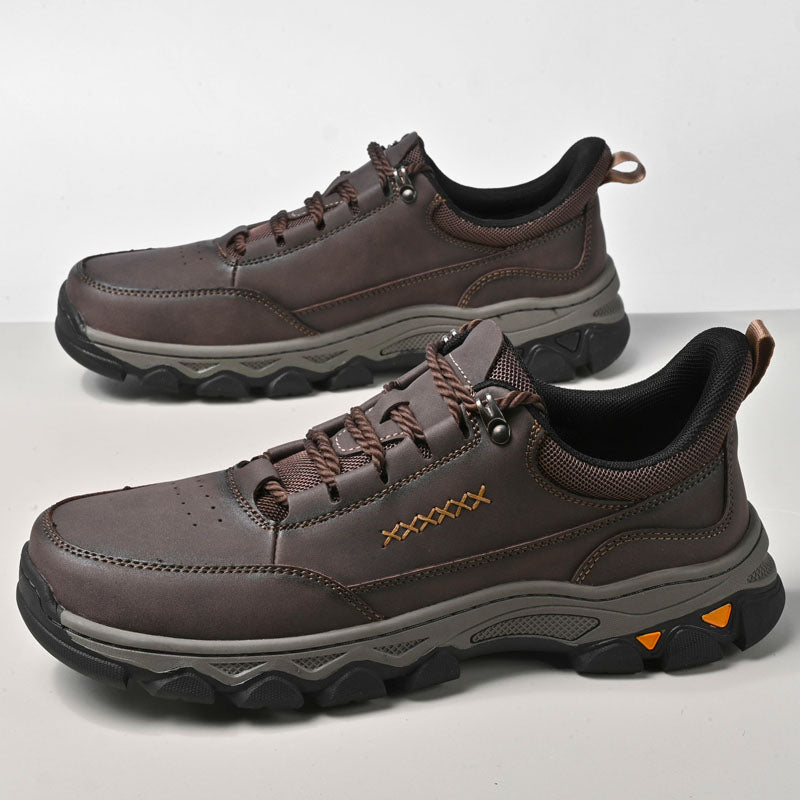 Men's Genuine Leather Casual Boots - Lace-Up, Maximum Support, Wide Toe Box with Arch Support