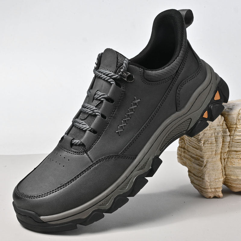 Men's Genuine Leather Casual Boots - Lace-Up, Maximum Support, Wide Toe Box with Arch Support