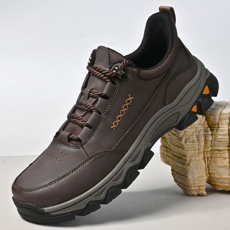 Men's Genuine Leather Casual Boots - Lace-Up, Maximum Support, Wide Toe Box with Arch Support
