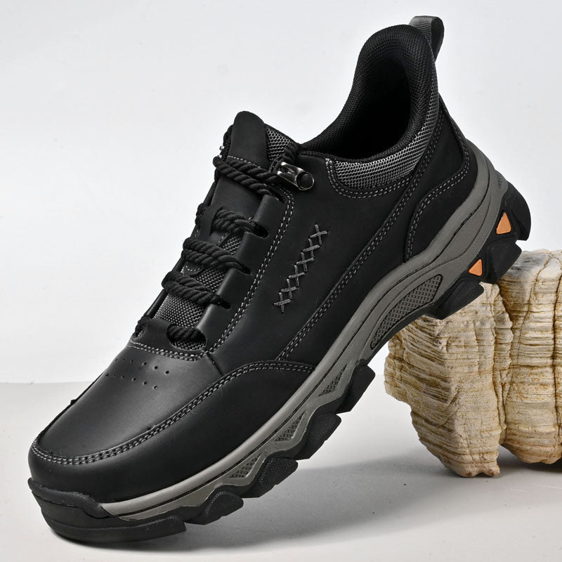 Men's Genuine Leather Casual Boots - Lace-Up, Maximum Support, Wide Toe Box with Arch Support
