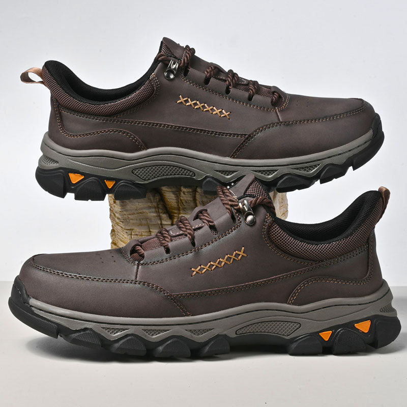 Men's Genuine Leather Casual Boots - Lace-Up, Maximum Support, Wide Toe Box with Arch Support