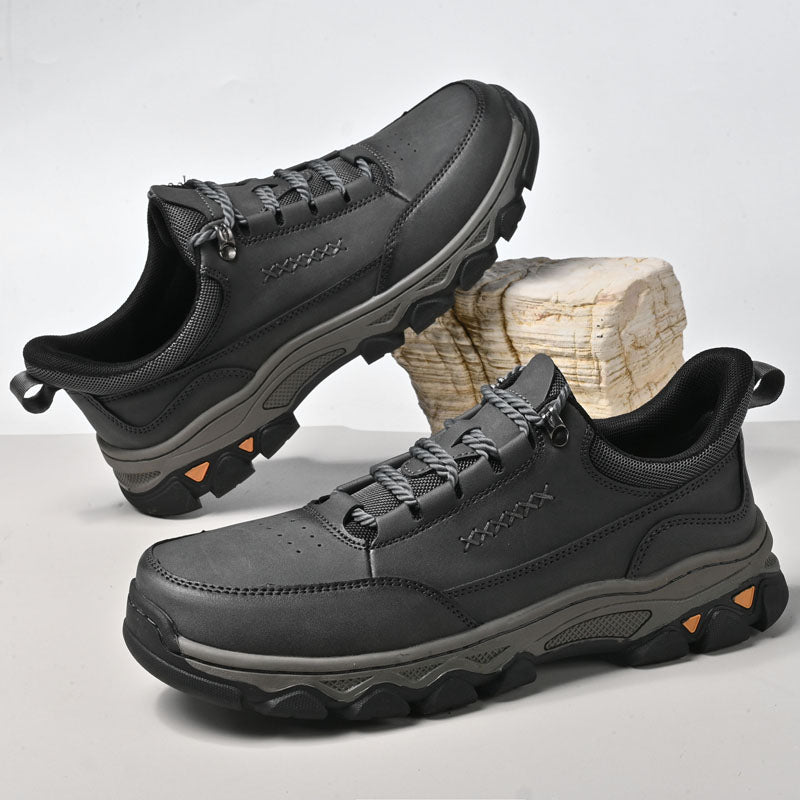 Men's Genuine Leather Casual Boots - Lace-Up, Maximum Support, Wide Toe Box with Arch Support