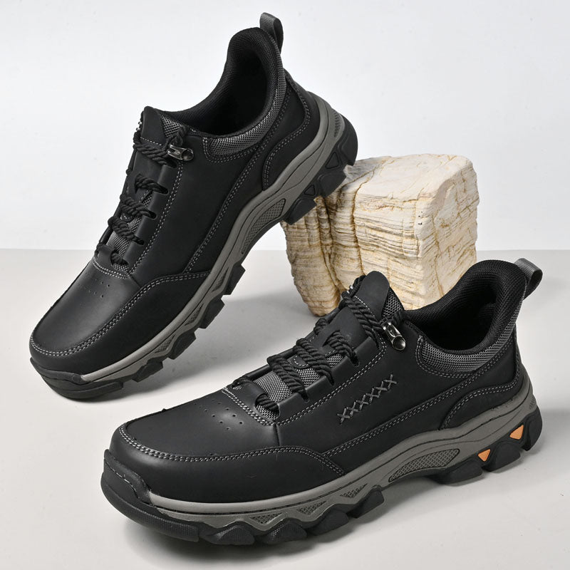 Men's Genuine Leather Casual Boots - Lace-Up, Maximum Support, Wide Toe Box with Arch Support