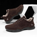 Men's Suede Walking Shoes - Lace-Up, Breathable, Wide Toe Box with Arch Support