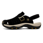 Men's Genuine Leather Sandals - Slip-On, Breathable, Wide Toe Box with Arch Support