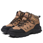 Men's Genuine Leather Work Boots - Lace-Up, Waterproof, Wide Toe Box with Arch Support for Safety, Casual & Outdoor