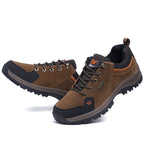 Men's Genuine Leather Hiking Boots - Lace-Up, Waterproof, Slip resistant, Wide Toe Box with Arch Support