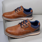 Men's Genuine Leather Casual Boots - Lace-Up, Waterproof, Wide Toe Box with Arch Support